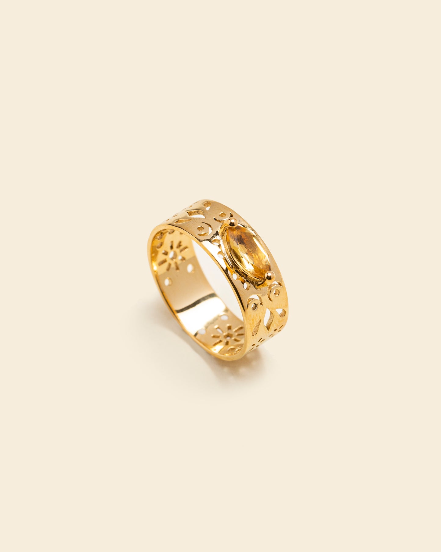 Bague pierre naturelle jaune Citrine